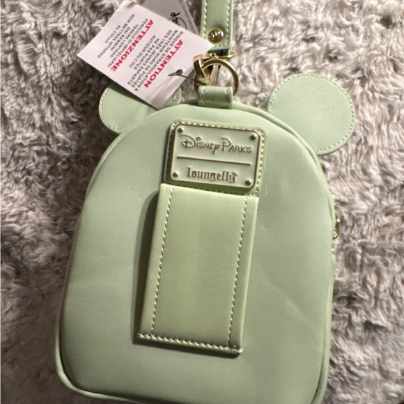 NWT Minnie Bow Mint Sequin Mini Backpack Wristlet Disney Parks Loungefly New - Picture 2 of 9